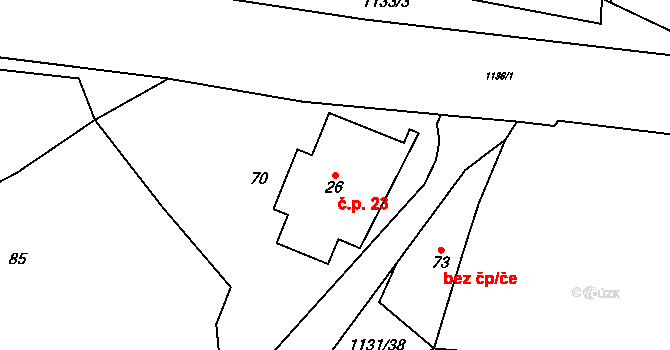 Čabová 23, Moravský Beroun na parcele st. 26 v KÚ Čabová, Katastrální mapa