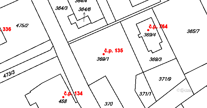 Krmelín 135 na parcele st. 369/1 v KÚ Krmelín, Katastrální mapa