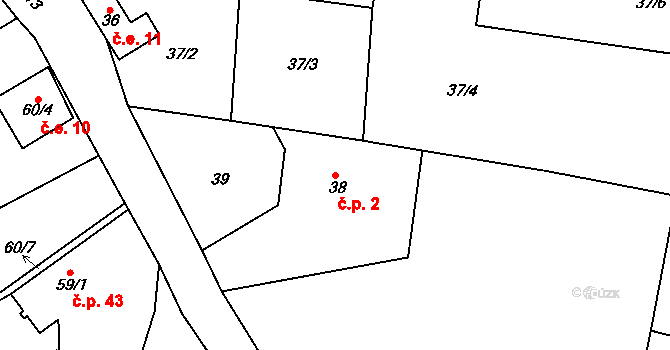 Štědrá 2, Kynšperk nad Ohří na parcele st. 38 v KÚ Štědrá u Kynšperka nad Ohří, Katastrální mapa