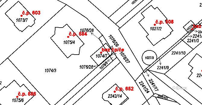 Ostrava 148733875 na parcele st. 1074/7 v KÚ Krásné Pole, Katastrální mapa