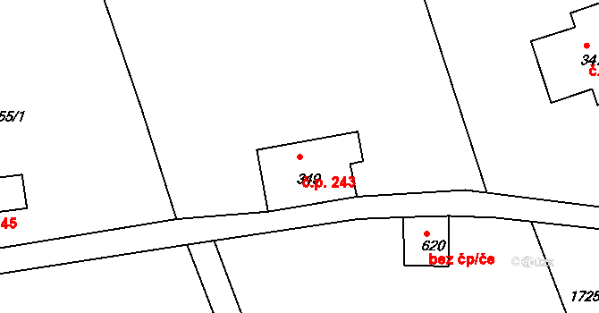 Horní Rokytnice 243, Rokytnice nad Jizerou na parcele st. 349 v KÚ Horní Rokytnice nad Jizerou, Katastrální mapa