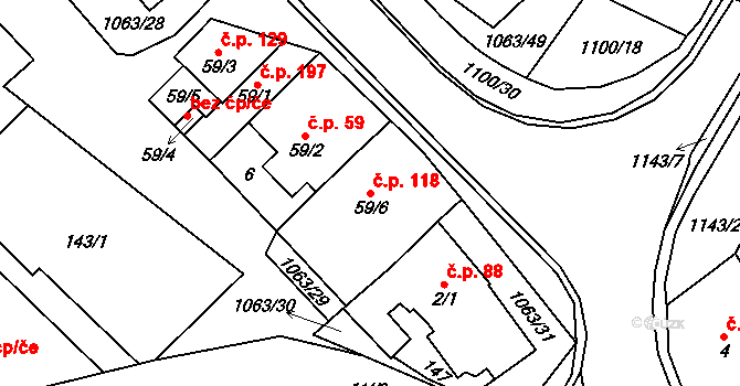 Lipovec 118 na parcele st. 59/6 v KÚ Lipovec u Blanska, Katastrální mapa