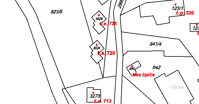 Ostravice 720 na parcele st. 3524 v KÚ Staré Hamry 2, Katastrální mapa