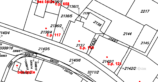 Mimoň I 119, Mimoň na parcele st. 2137 v KÚ Mimoň, Katastrální mapa