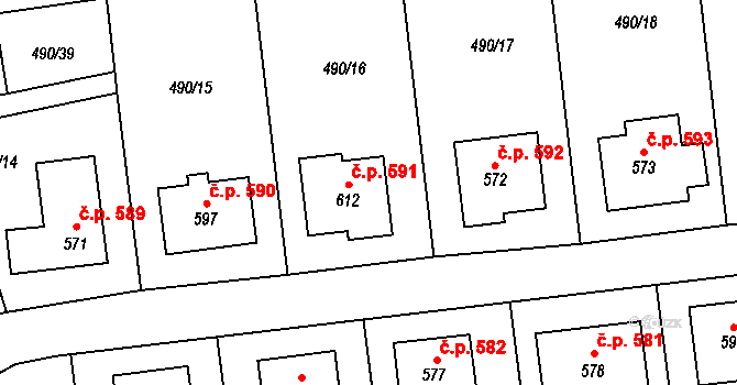 Solanec pod Soláněm 591, Hutisko-Solanec na parcele st. 612 v KÚ Solanec pod Soláněm, Katastrální mapa