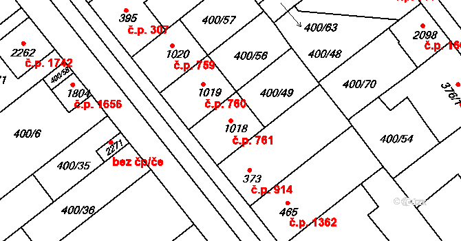 Mařatice 761, Uherské Hradiště na parcele st. 1018 v KÚ Mařatice, Katastrální mapa