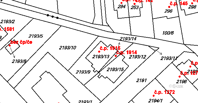 Turnov 1915 na parcele st. 2193/13 v KÚ Turnov, Katastrální mapa
