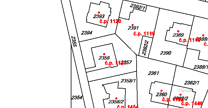 Vršovice 1121, Praha na parcele st. 2356 v KÚ Vršovice, Katastrální mapa