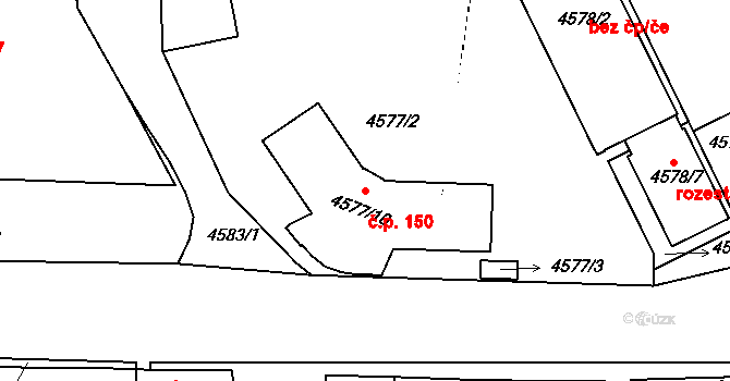 Příbram IX 150, Příbram na parcele st. 4577/10 v KÚ Příbram, Katastrální mapa