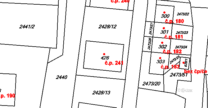 Chotěvice 241 na parcele st. 426 v KÚ Chotěvice, Katastrální mapa