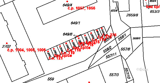 Oslavany 116 na parcele st. 2667 v KÚ Oslavany, Katastrální mapa