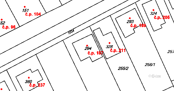 Štarnov 187 na parcele st. 294 v KÚ Štarnov, Katastrální mapa
