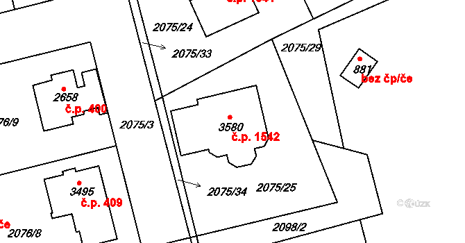 Humpolec 1542 na parcele st. 3580 v KÚ Humpolec, Katastrální mapa