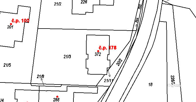 Libeň 178, Libeř na parcele st. 372 v KÚ Libeň u Libeře, Katastrální mapa