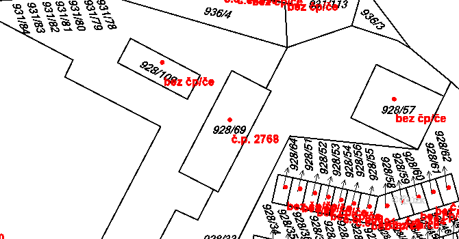 Louny 2768 na parcele st. 928/69 v KÚ Louny, Katastrální mapa