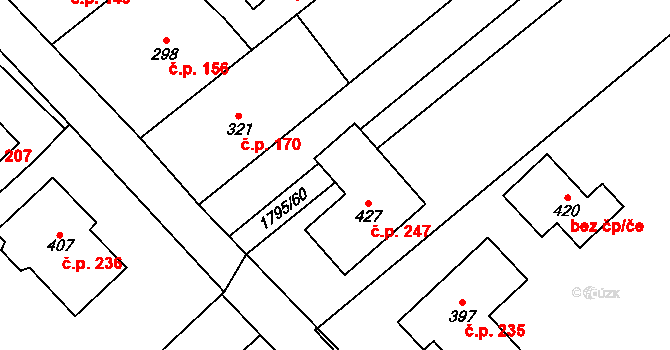 Pašovice 247 na parcele st. 427 v KÚ Pašovice na Moravě, Katastrální mapa