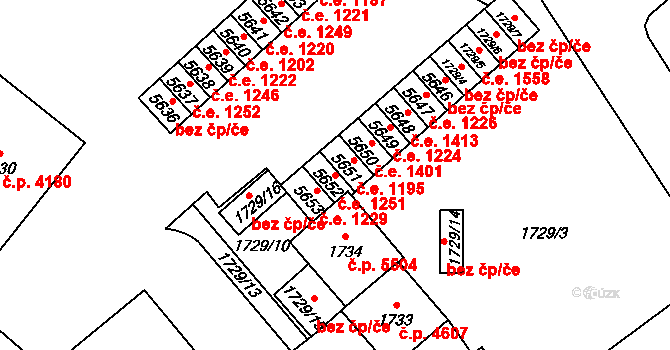 Chomutov 1251 na parcele st. 5652 v KÚ Chomutov I, Katastrální mapa
