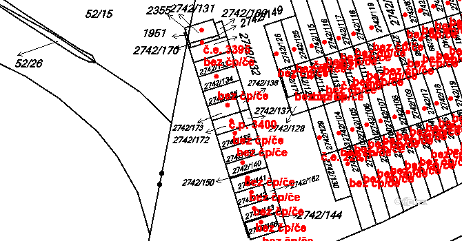 Příbram IV 2275, Příbram na parcele st. 2742/172 v KÚ Příbram, Katastrální mapa