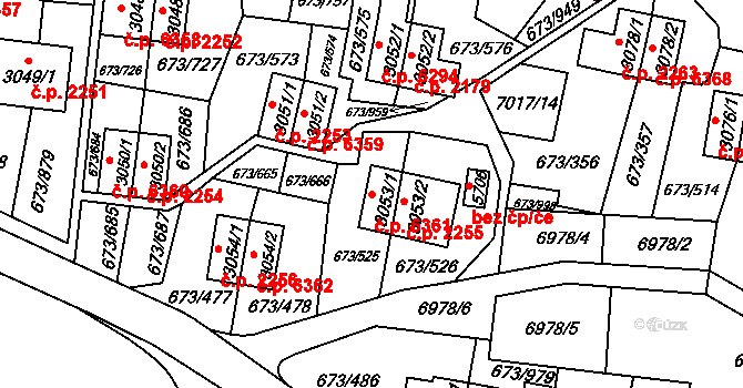 Zlín 6361 na parcele st. 3053/1 v KÚ Zlín, Katastrální mapa