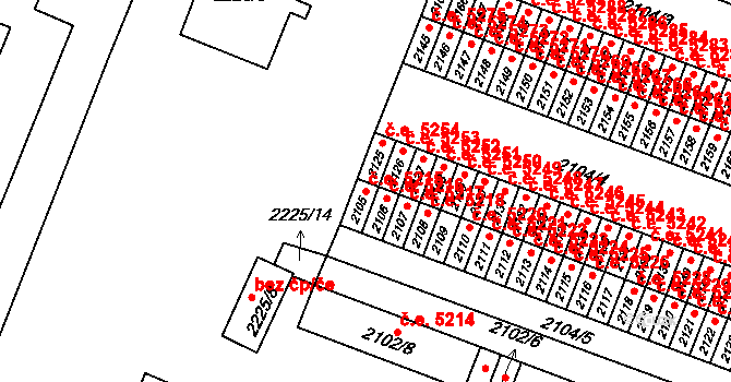 Kadaň 5215 na parcele st. 2105 v KÚ Kadaň, Katastrální mapa