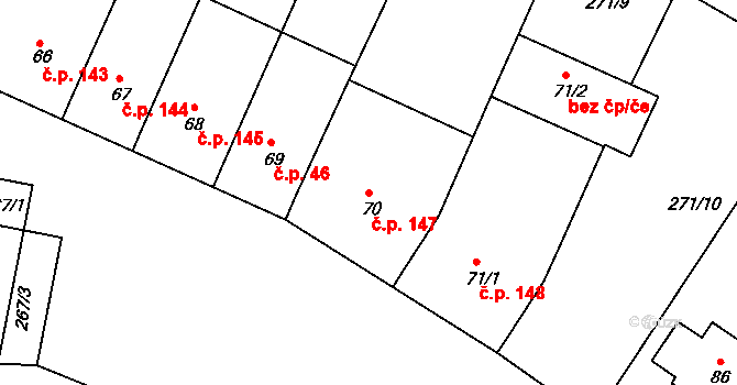 Šardičky 147, Kojátky na parcele st. 70 v KÚ Šardičky, Katastrální mapa