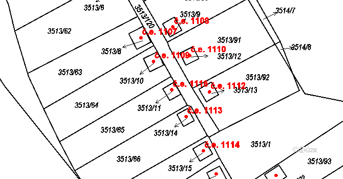 Kadaň 1116 na parcele st. 3513/11 v KÚ Kadaň, Katastrální mapa