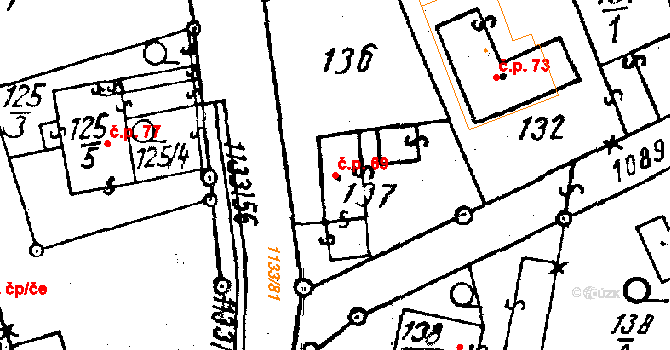Dolní Heřmanice 69 na parcele st. 137 v KÚ Dolní Heřmanice, Katastrální mapa