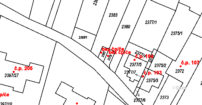 Kunovice 40637875 na parcele st. 2382 v KÚ Kunovice u Uherského Hradiště, Katastrální mapa