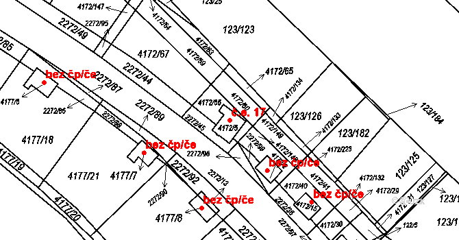 Brod 17, Příbram na parcele st. 4172/5 v KÚ Příbram, Katastrální mapa