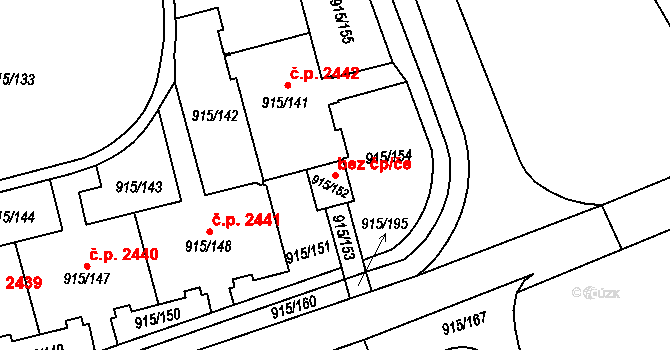 Karviná 42199875 na parcele st. 915/152 v KÚ Karviná-město, Katastrální mapa