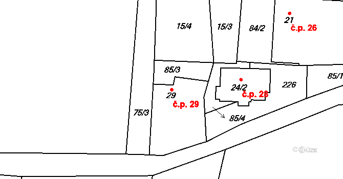 Jelenice 29, Vítkov na parcele st. 29 v KÚ Jelenice, Katastrální mapa