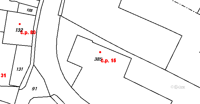 Děhylov 15 na parcele st. 385 v KÚ Děhylov, Katastrální mapa