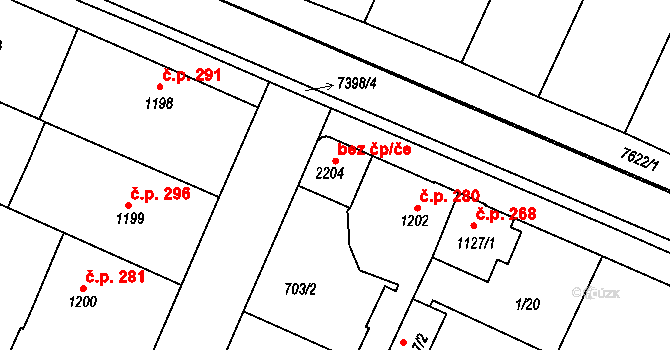 Telč 43617875 na parcele st. 2204 v KÚ Telč, Katastrální mapa