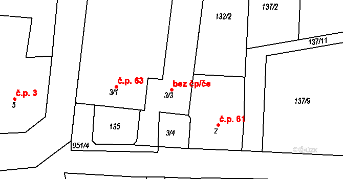 Vanovice 44074875 na parcele st. 3/3 v KÚ Vanovice, Katastrální mapa