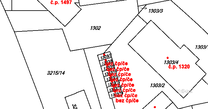 Rychnov nad Kněžnou 44265875 na parcele st. 1303/7 v KÚ Rychnov nad Kněžnou, Katastrální mapa