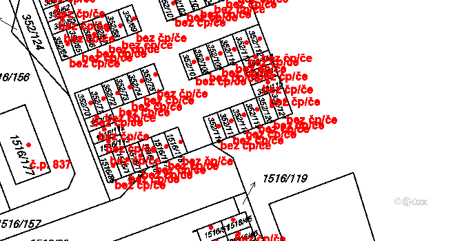 Březnice 44433875 na parcele st. 352/117 v KÚ Březnice, Katastrální mapa