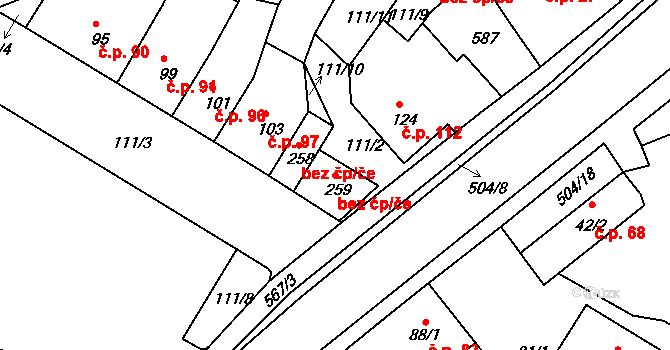 Jeníkov 45069875 na parcele st. 259 v KÚ Oldřichov u Duchcova, Katastrální mapa