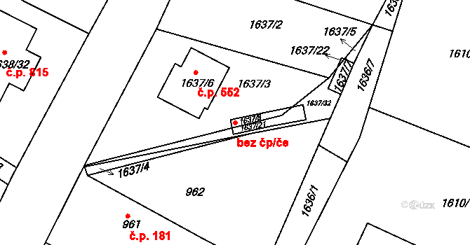Klášterec nad Ohří 49143875 na parcele st. 1637/8 v KÚ Miřetice u Klášterce nad Ohří, Katastrální mapa