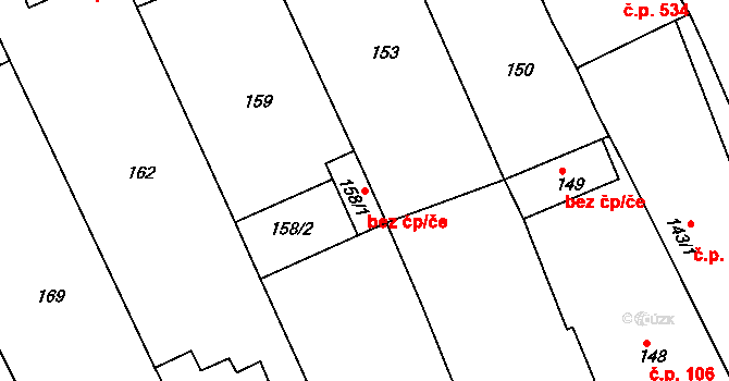 Buchlovice 50450875 na parcele st. 158/1 v KÚ Buchlovice, Katastrální mapa