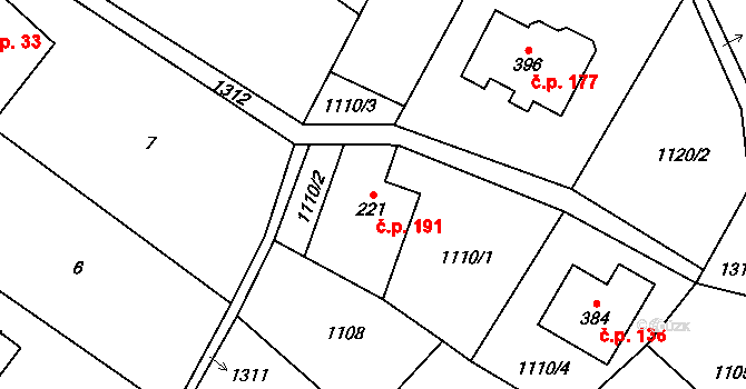 Hrabenov 191, Ruda nad Moravou na parcele st. 221 v KÚ Hrabenov, Katastrální mapa