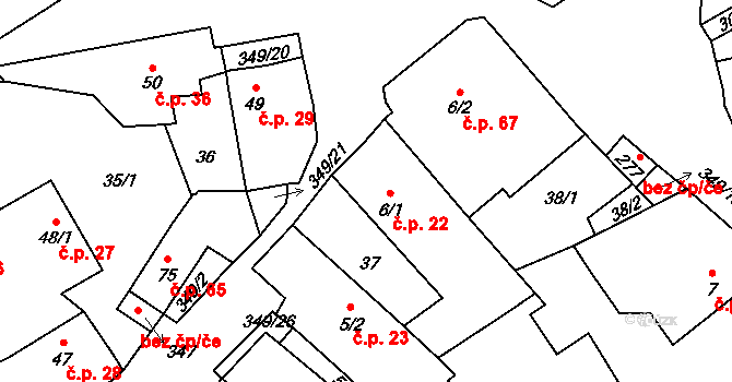 Holubice 22 na parcele st. 6/1 v KÚ Holubice v Čechách, Katastrální mapa