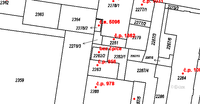 Ústí nad Labem 77951875 na parcele st. 2282/2 v KÚ Střekov, Katastrální mapa