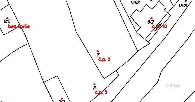 Liběšovice 3, Blšany na parcele st. 7 v KÚ Liběšovice, Katastrální mapa