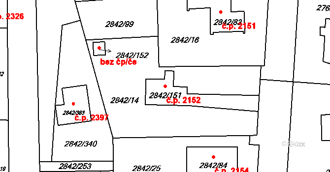 Louny 2152 na parcele st. 2842/151 v KÚ Louny, Katastrální mapa