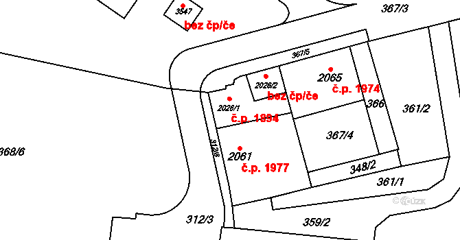 Žatec 1894 na parcele st. 2026/1 v KÚ Žatec, Katastrální mapa