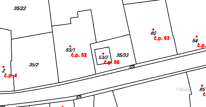 Velká Čermná 65, Čermná nad Orlicí na parcele st. 53/2 v KÚ Velká Čermná nad Orlicí, Katastrální mapa