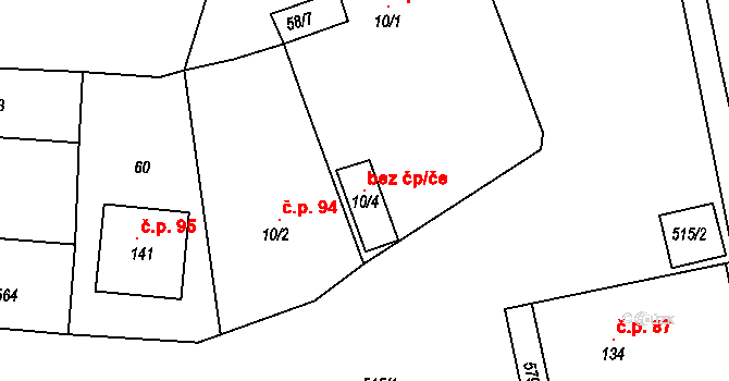 Kovanice 107471876 na parcele st. 10/4 v KÚ Chvalovice u Nymburka, Katastrální mapa