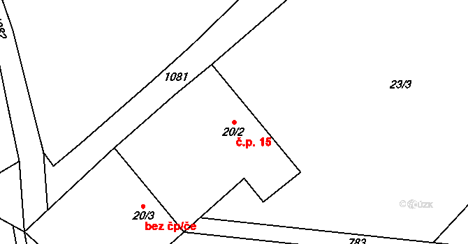 Boškov 15, Potštát na parcele st. 20/2 v KÚ Boškov, Katastrální mapa