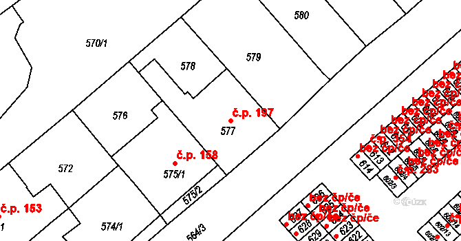 Přerov VI-Újezdec 197, Přerov na parcele st. 577 v KÚ Újezdec u Přerova, Katastrální mapa