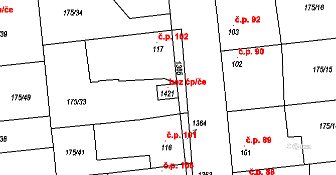 Chýně 118441876 na parcele st. 1421 v KÚ Chýně, Katastrální mapa